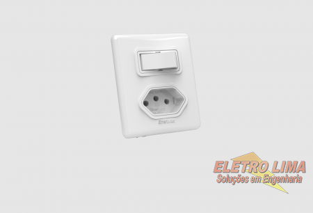Interruptor 1 Tecla Simples + Tomada 2P+T 10A  - Cod 73 - Linha E - Enerbras