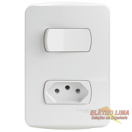 Conjunto 1 Interruptor Simples + 1 Tomada 2P+T 10A - Cod 6766 - Miluz -  Schneider